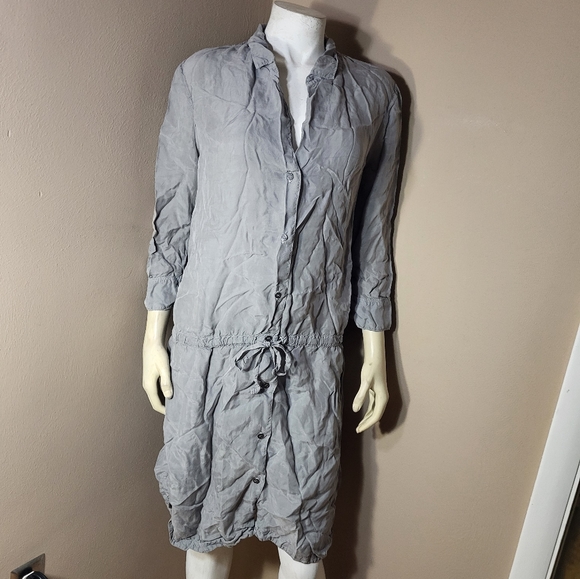 Standard James Perse Silver Gray Button Down Tie Waist Dress Sz 4/XL...I… - Picture 2 of 6